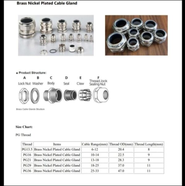 Cable Gland Brass Nickel Plated - Gambar 3