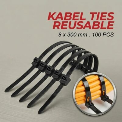 Kabel Ties Zip Cable Organizer Reusable 8x200mm 100 PCS - NL816 - Black