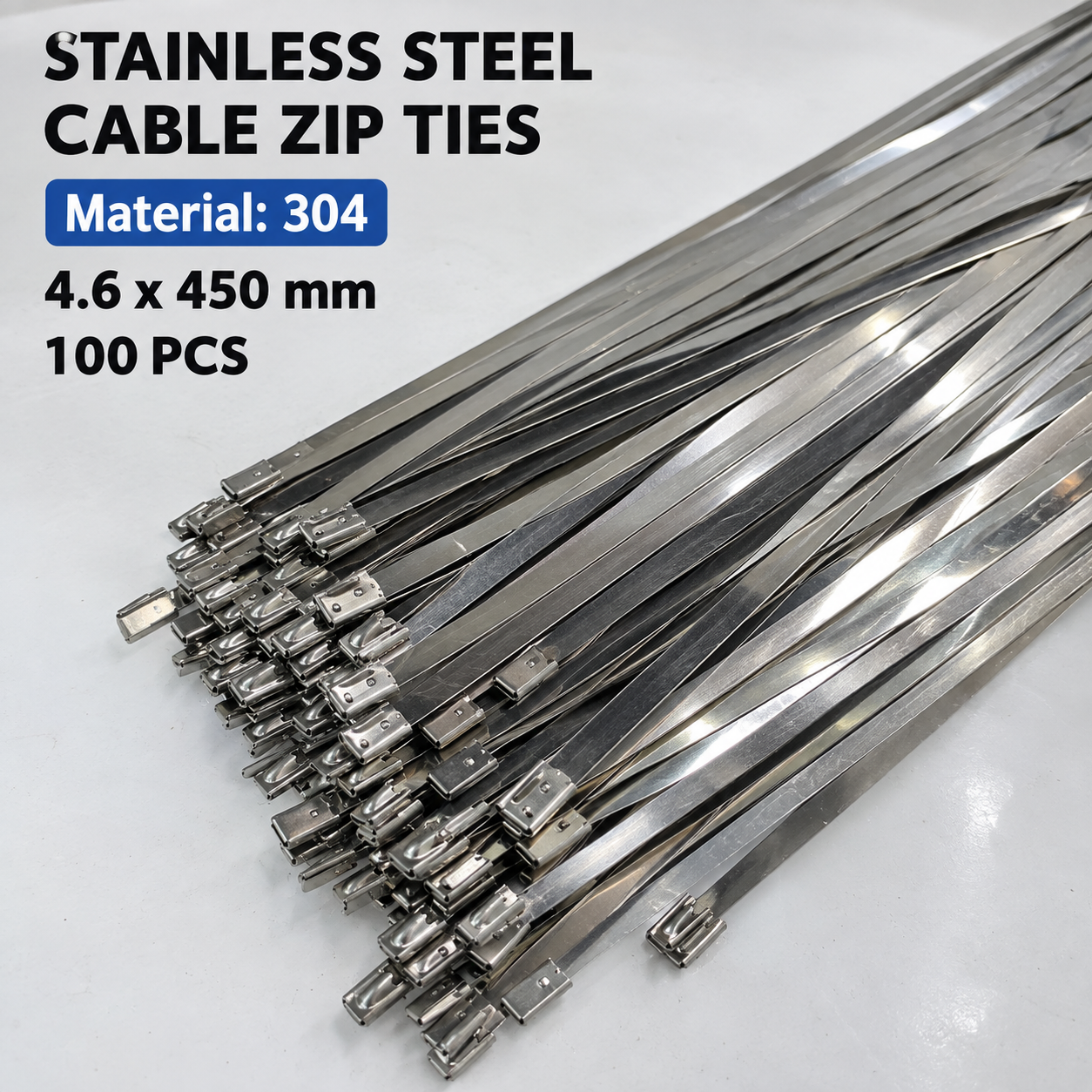 Kabel Ties Stainless Steel Anti Karat Multifungsi 100 PCS 4.6x450mm - IF10 - Silver